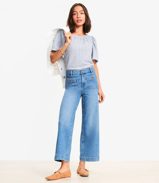 Palmer Wide Leg Crop Jeans Mid Vintage Wash