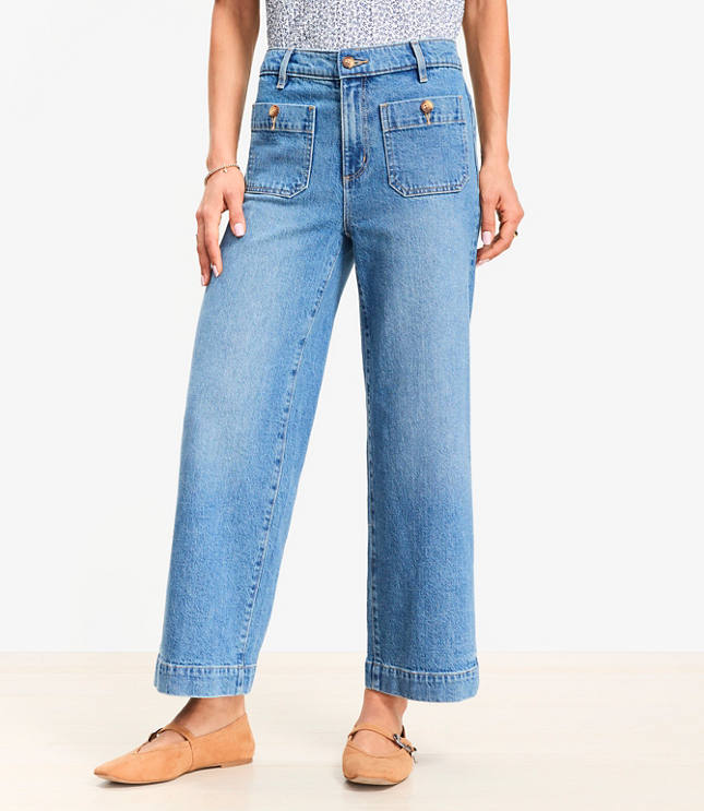 Palmer Wide Leg Crop Jeans in Mid Vintage Wash