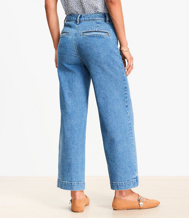 Palmer Wide Leg Crop Jeans Mid Vintage Wash