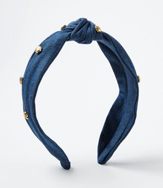 Embellished Denim Knot Headband