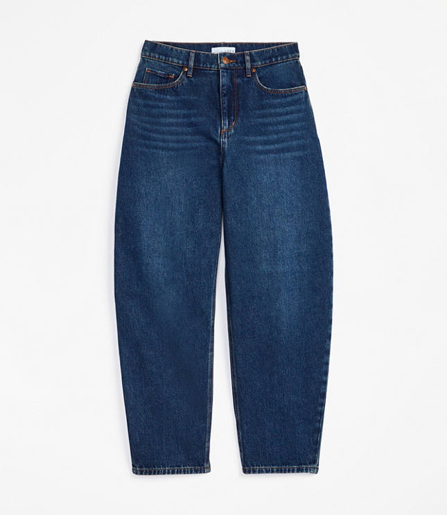 Petite High Rise Barrel Jeans in Authentic Dark Wash
