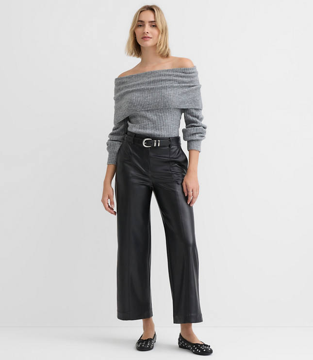 Wide Leg Pants in Faux Leather