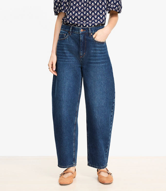 Tall High Rise Barrel Jeans Authentic Dark Wash