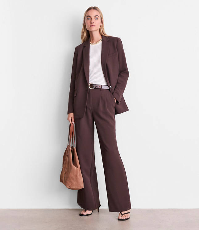 Petite LOFT Versa Crepe Drape Relaxed Blazer