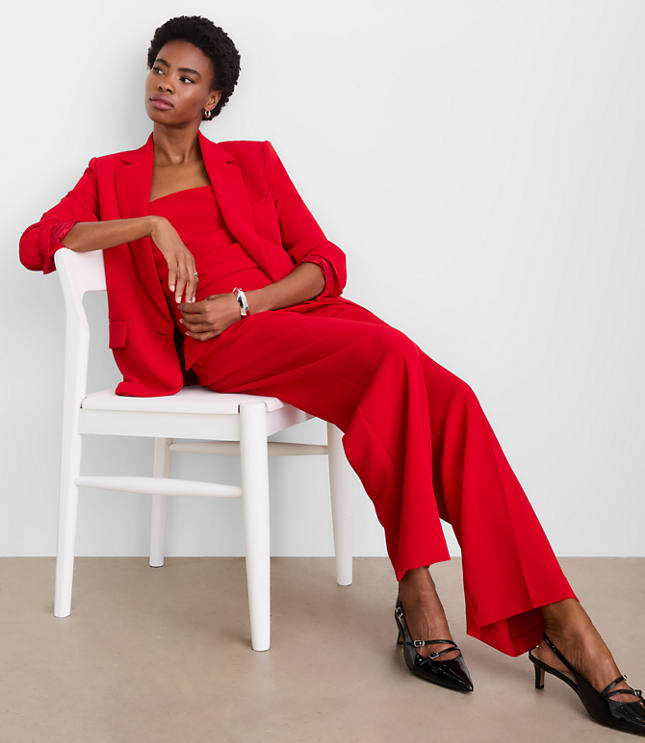 Petite LOFT Versa Crepe Drape Relaxed Blazer