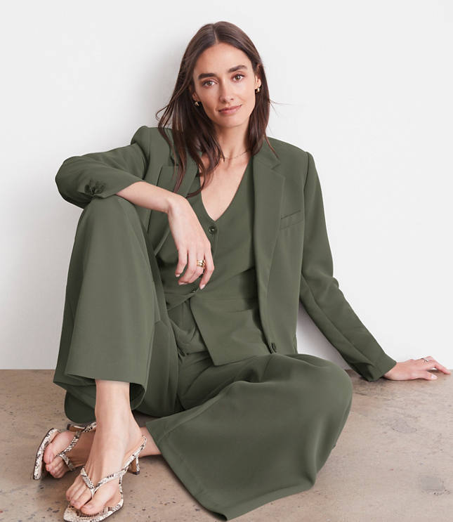 Petite LOFT Versa Crepe Drape Relaxed Blazer