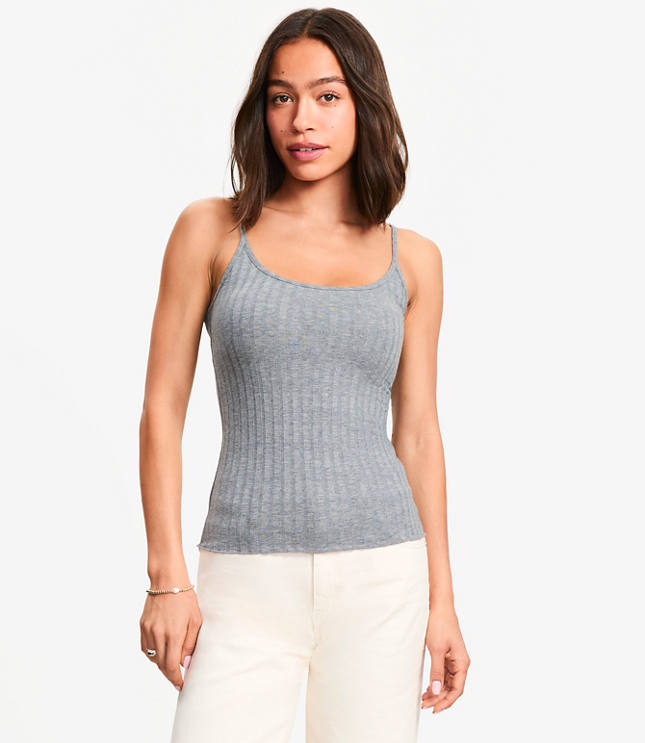 Heathered Ruffle Ribbed Tank Top