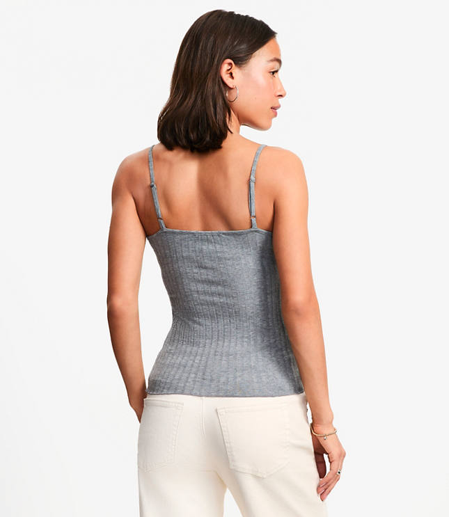 Heathered Ruffle Ribbed Tank Top