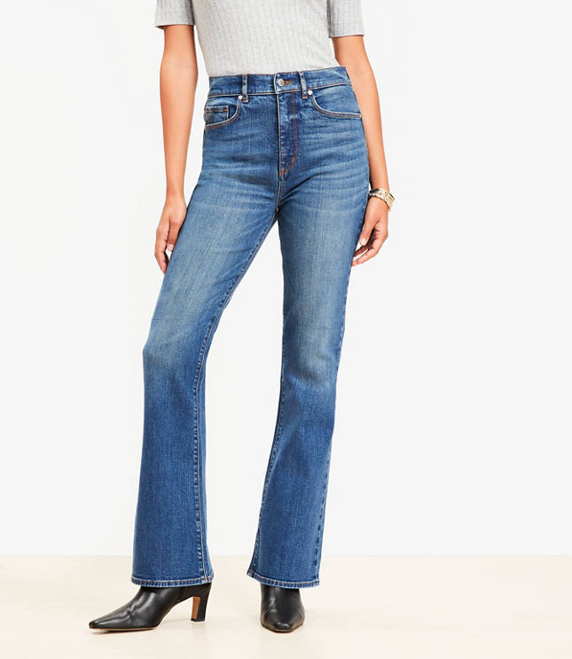 Curvy High Rise Slim Flare Jeans Vintage Dark Indigo Wash