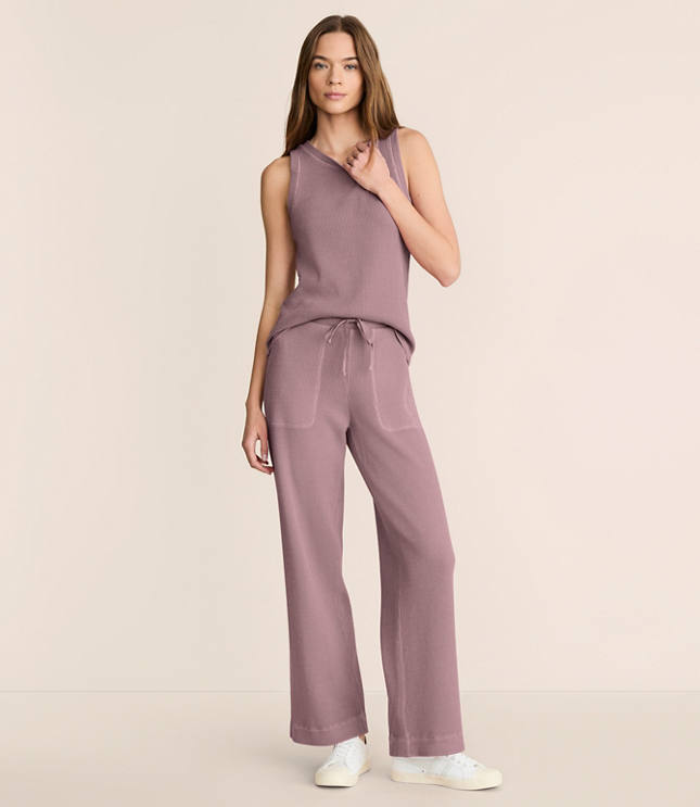 Lou & Grey Garment Dyed Waffle Wide Leg Pants