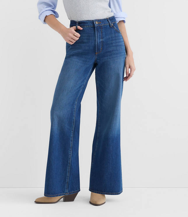 Rivete Mid Rise Relaxed Flare Jeans in Vintage Dark Wash