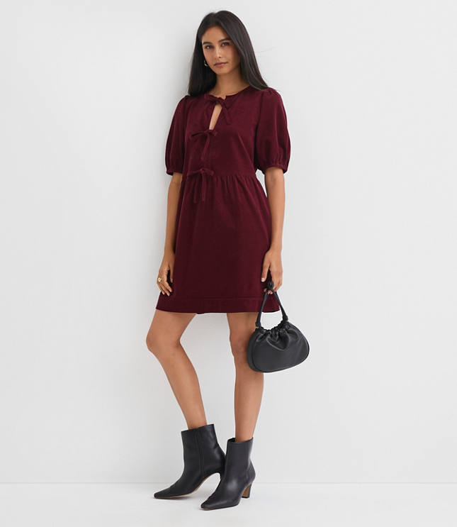 Tall Corduroy Bow Mini Pocket Dress