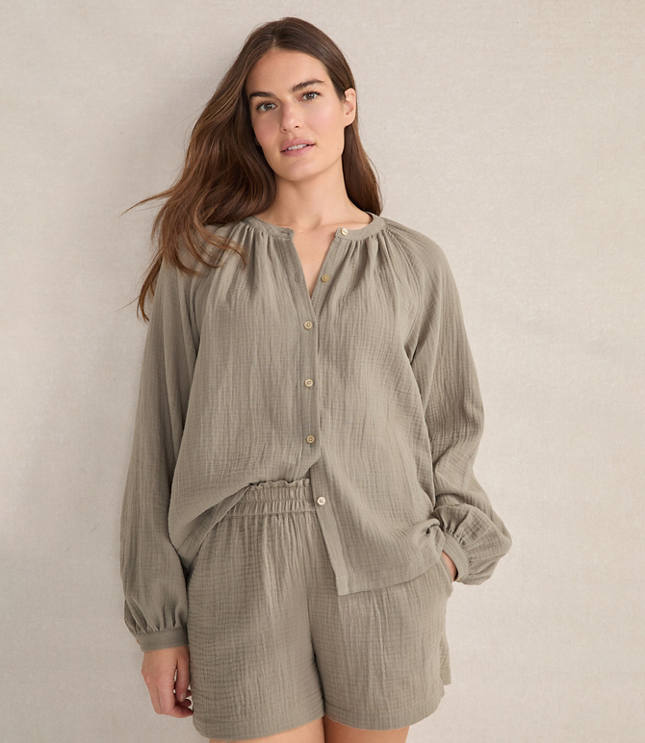 Haven Well Within Organic Cotton Gauze Long Sleeve Top