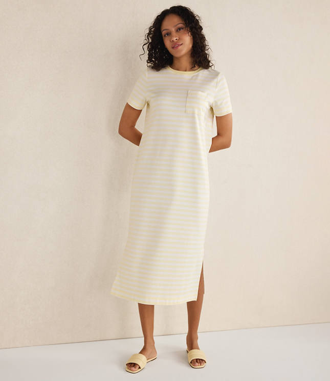 Loft Haven Well Within Organic Cotton Interlock Stripe T-Shirt Dress