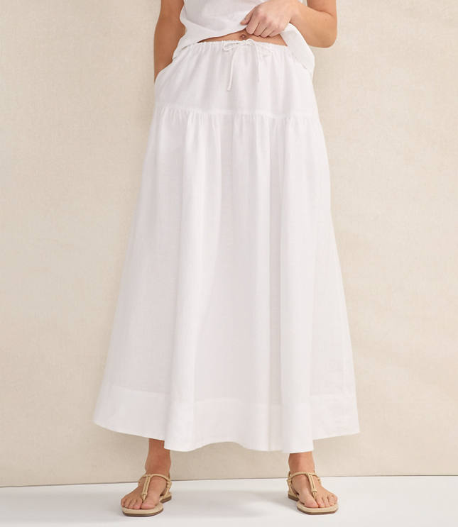 Haven Well Within Linen Tiered Maxi Skirt