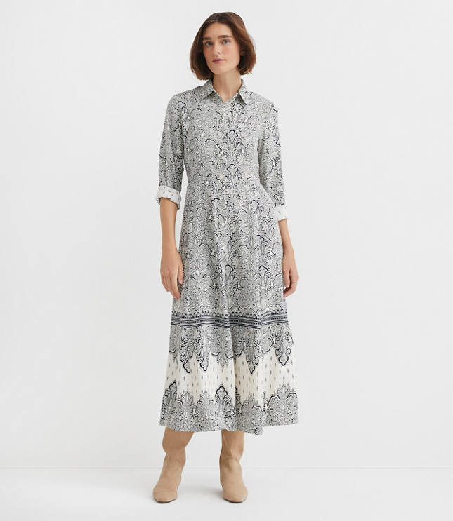 Petite Paisley Midi Shirtdress