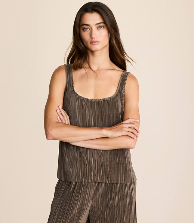 Lou & Grey Plisse Tie Back Tank Top