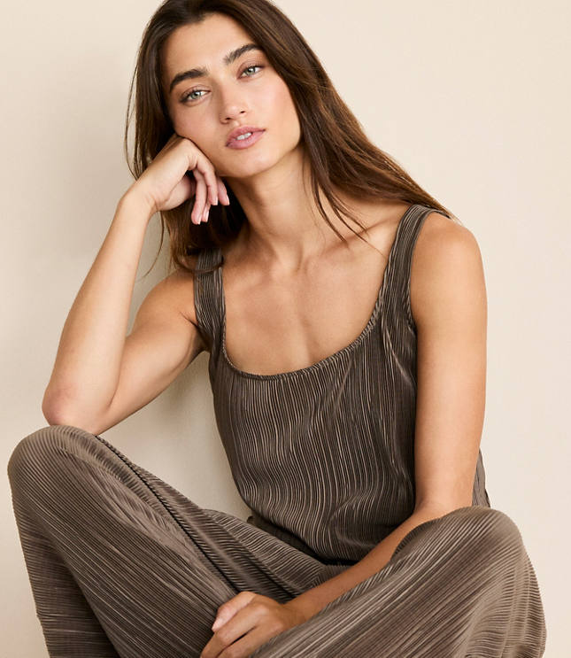 Lou & Grey Plisse Tie Back Tank Top