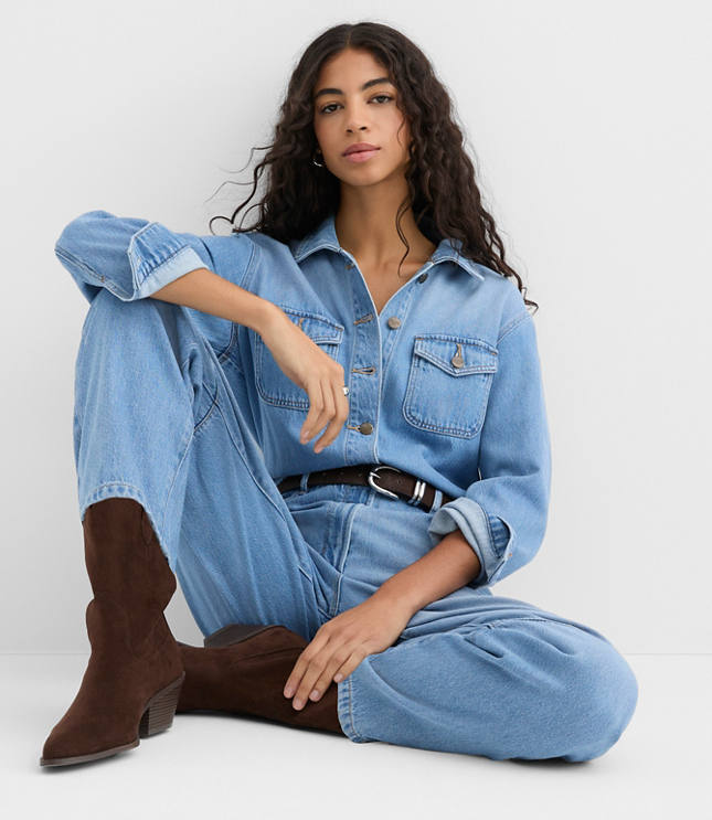 Rivete Denim Jumpsuit in Light Wash