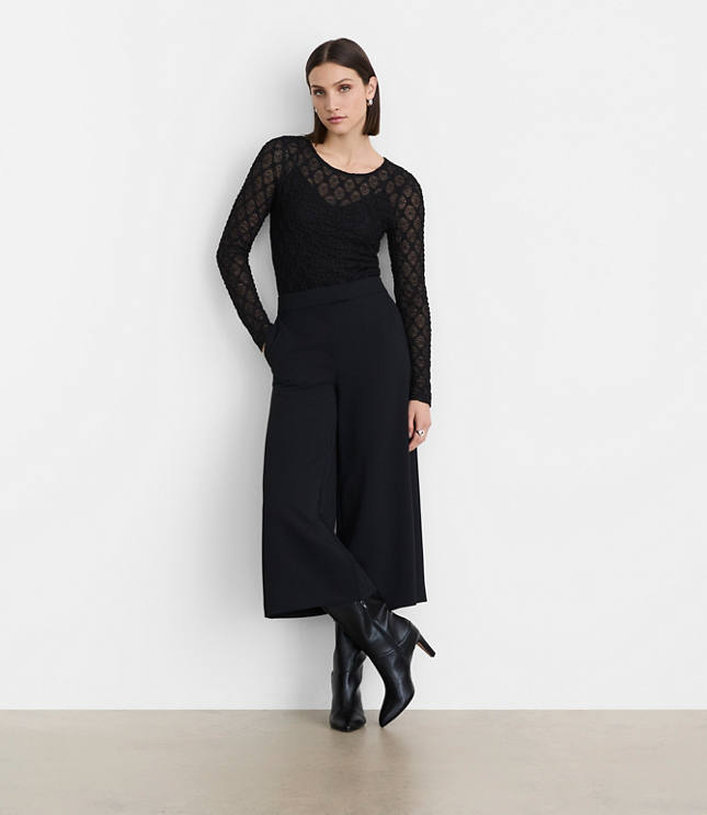 LOFT Versa Geo Lace Long Sleeve Top