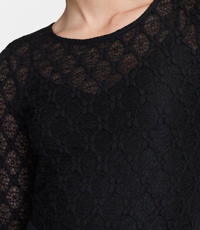 LOFT Versa Geo Lace Long Sleeve Top