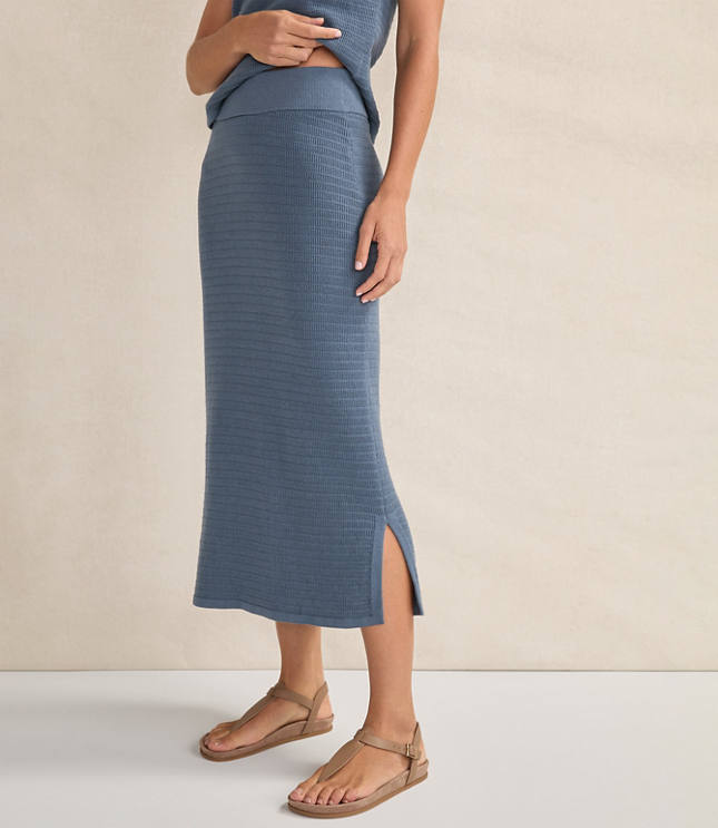Haven Well Within Organic Cotton Linear Stitch Midi Skirt