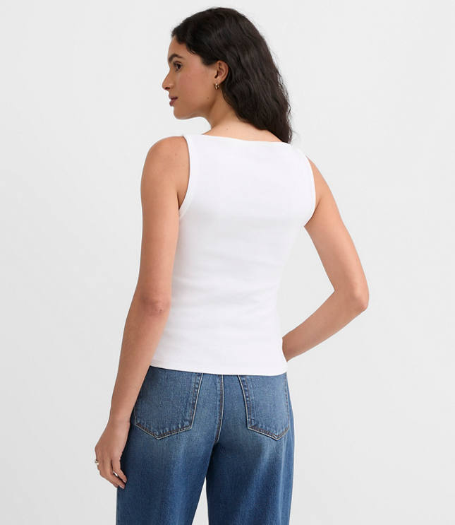 Side Button Asymmetrical Hem Tank