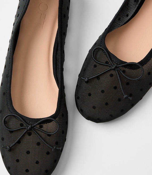 Velvet Dotted Mesh Ballet Flats