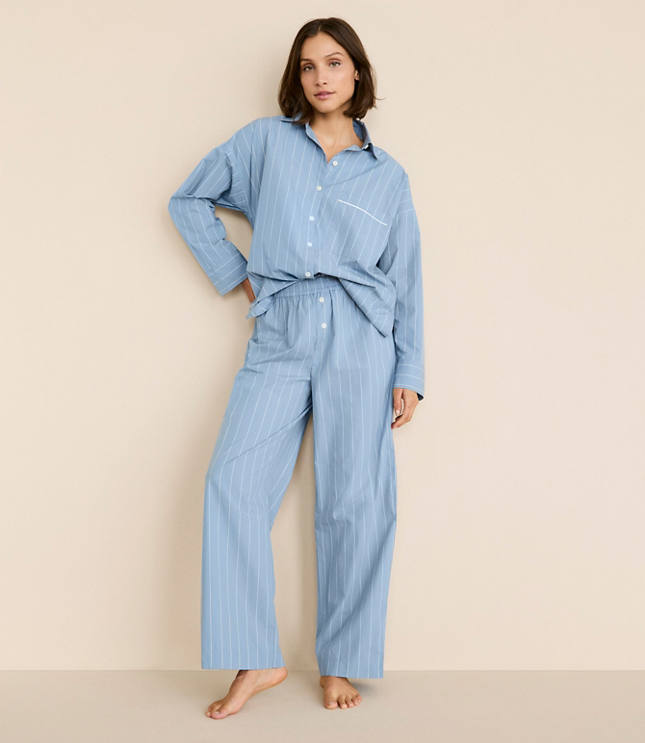 Striped Poplin Pajama Pants