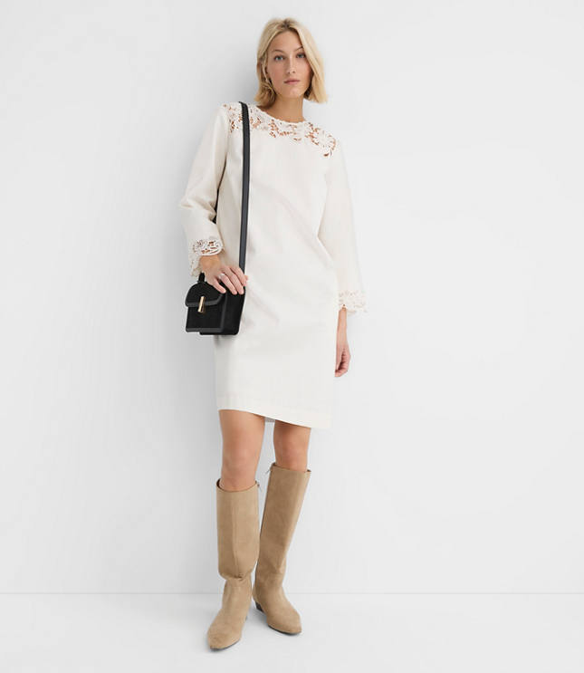 Floral Lace Trim Mini Pocket Dress