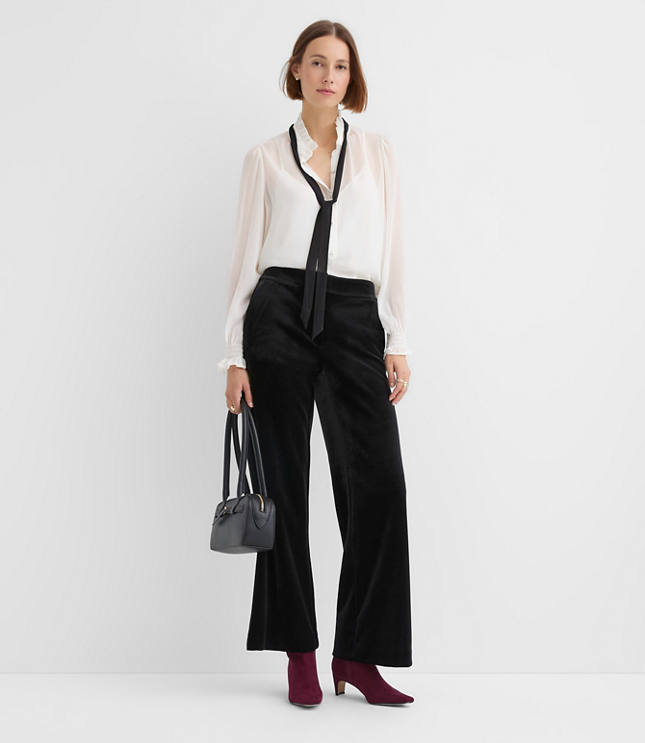 Petite Clean Wide Leg Pants in Velvet