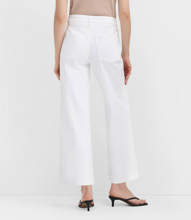 Rivete High Rise Wide Leg Crop Jeans in White