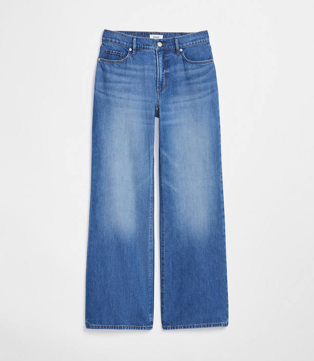 Rivete Petite Mid Rise Wide Leg Jeans in Vintage Dark Wash