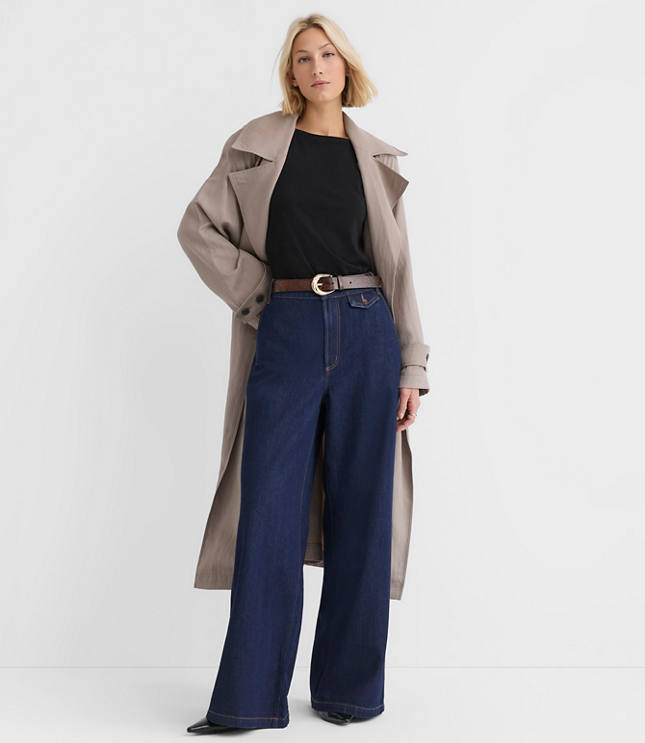 Petite High Rise Trouser Jeans in Dark Rinse