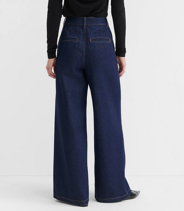 Petite High Rise Trouser Jeans in Dark Rinse