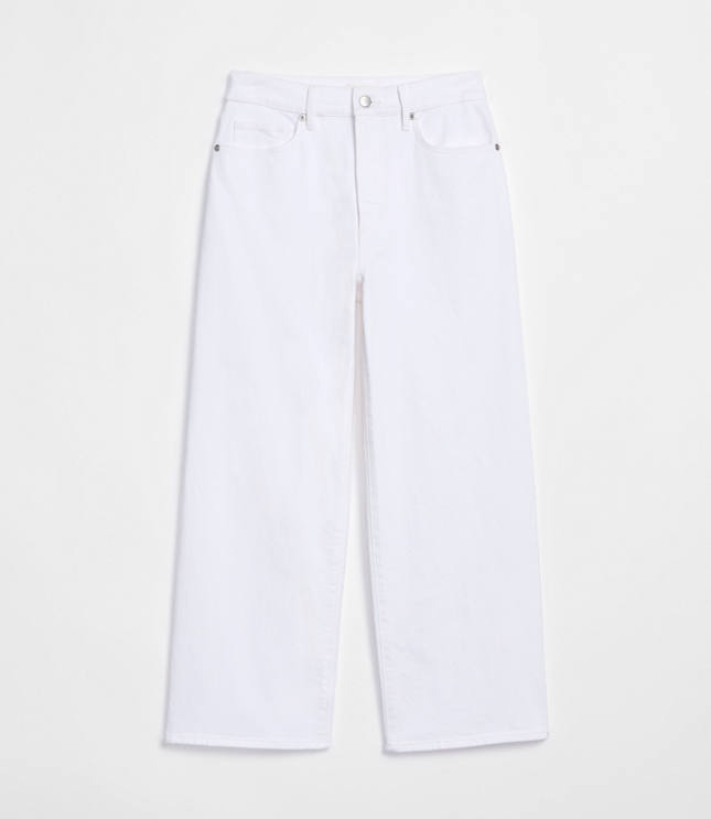 Rivete Petite High Rise Wide Leg Crop Jeans in White