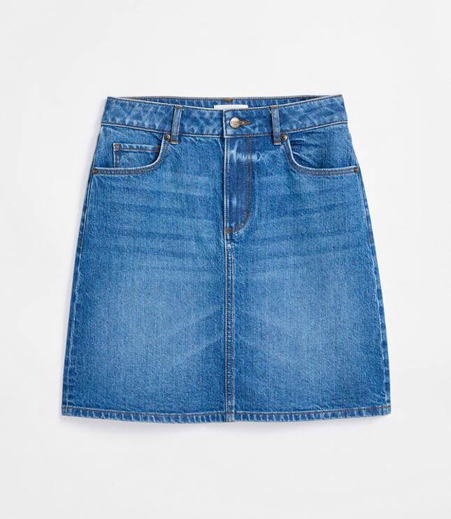 Rivete Petite Denim Skirt in Vintage Mid Wash
