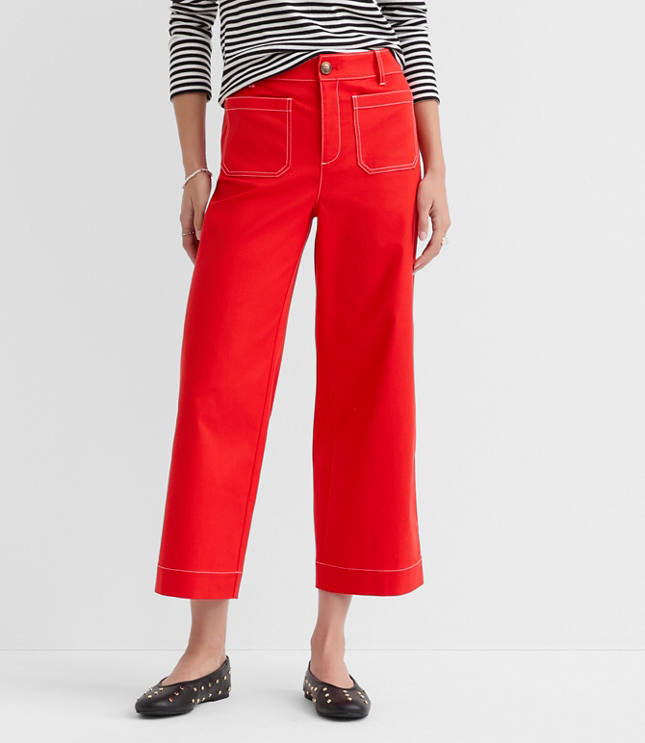 Palmer Wide Leg Crop Pants in Contrast Stitch