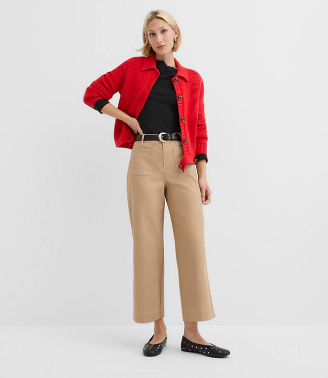 Palmer Wide Leg Crop Pants in Contrast Stitch