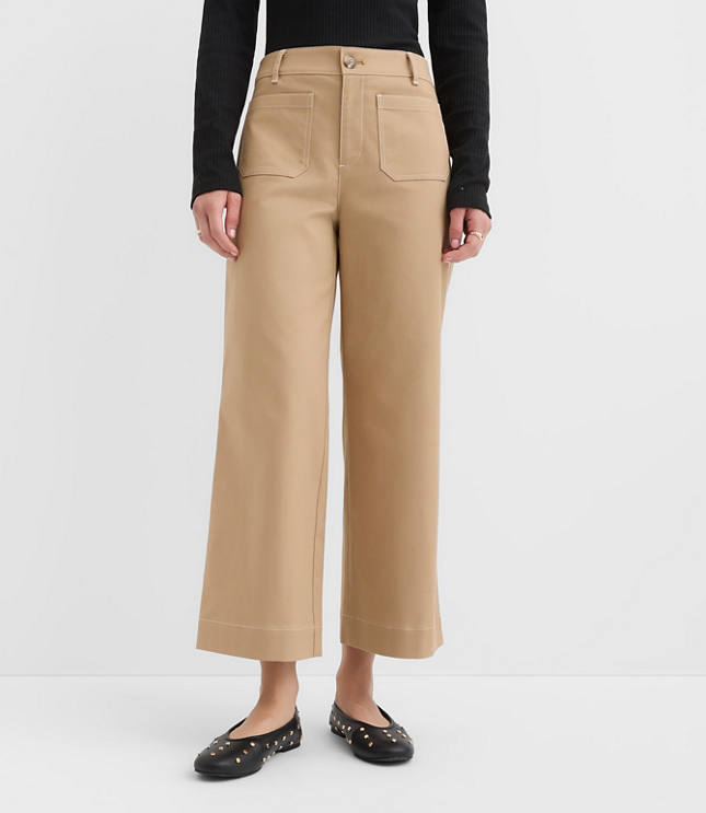Palmer Wide Leg Crop Pants in Contrast Stitch