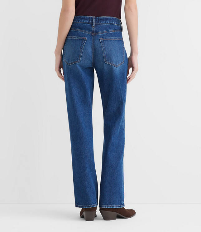 Rivete Petite Mid Rise Relaxed Straight Jeans in Dark Wash