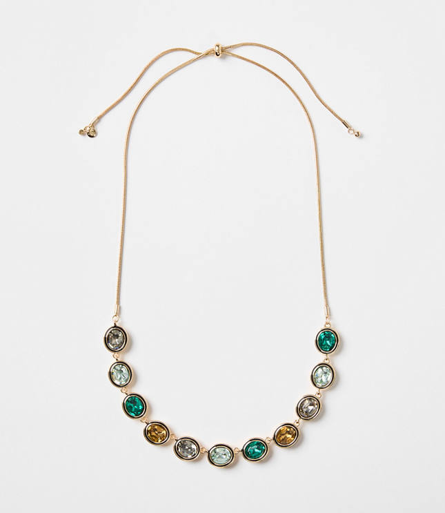 Sparkle Enamel Pull Tie Statement Necklace