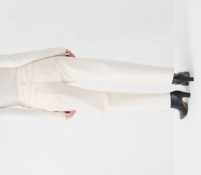 Rivete Petite Curvy High Rise Straight Jeans in Ivory