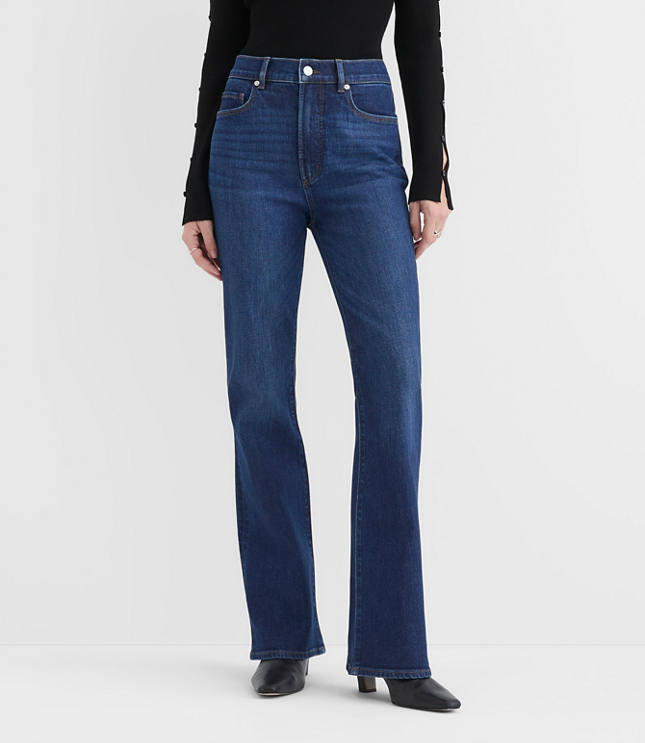 Rivete Petite Curvy High Rise Slim Flare Jeans in Muse Wash