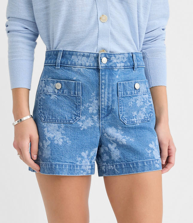 Palmer Denim Shorts in Floral Classic Mid Wash carousel Product Image 2