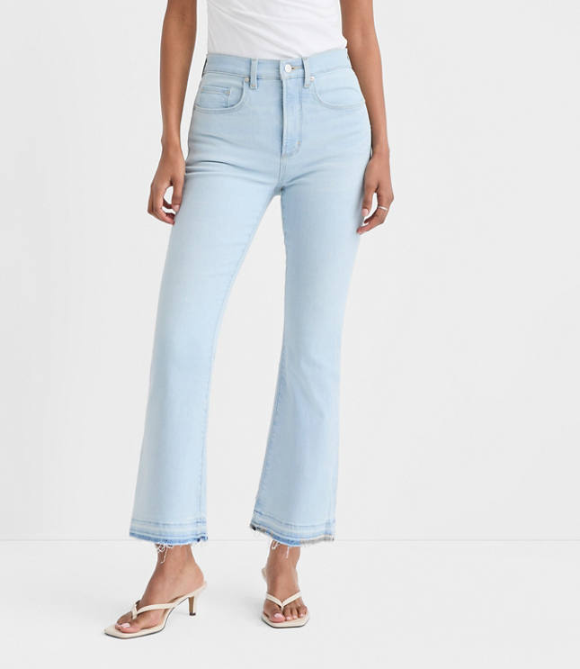 Rivete Unpicked High Rise Wide Leg Crop Jeans in Wave Wash