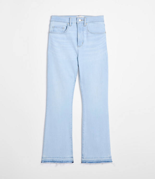 Rivete Unpicked High Rise Wide Leg Crop Jeans in Wave Wash