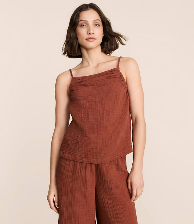 Lou & Grey Ruched Triple Cloth Tank Top