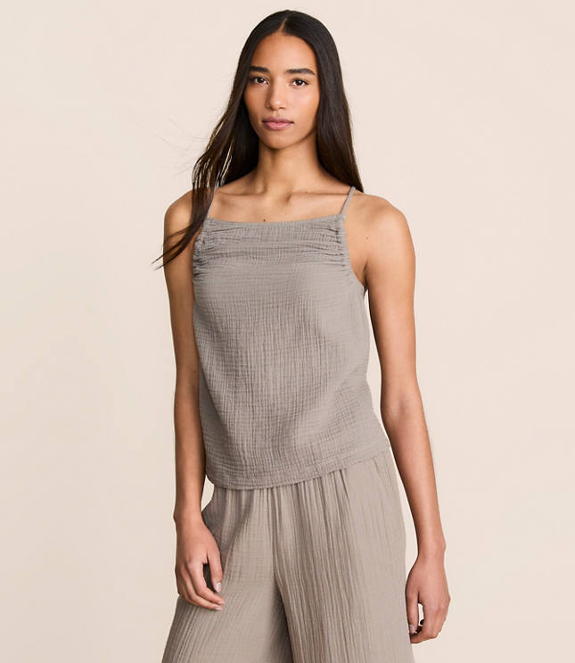 Lou & Grey Ruched Triple Cloth Tank Top