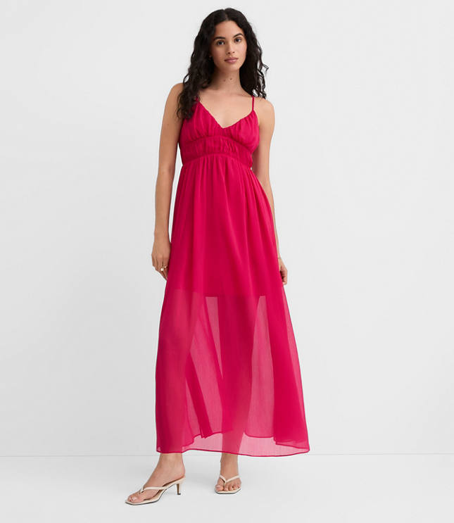 Smocked Strappy Maxi Pocket Dress